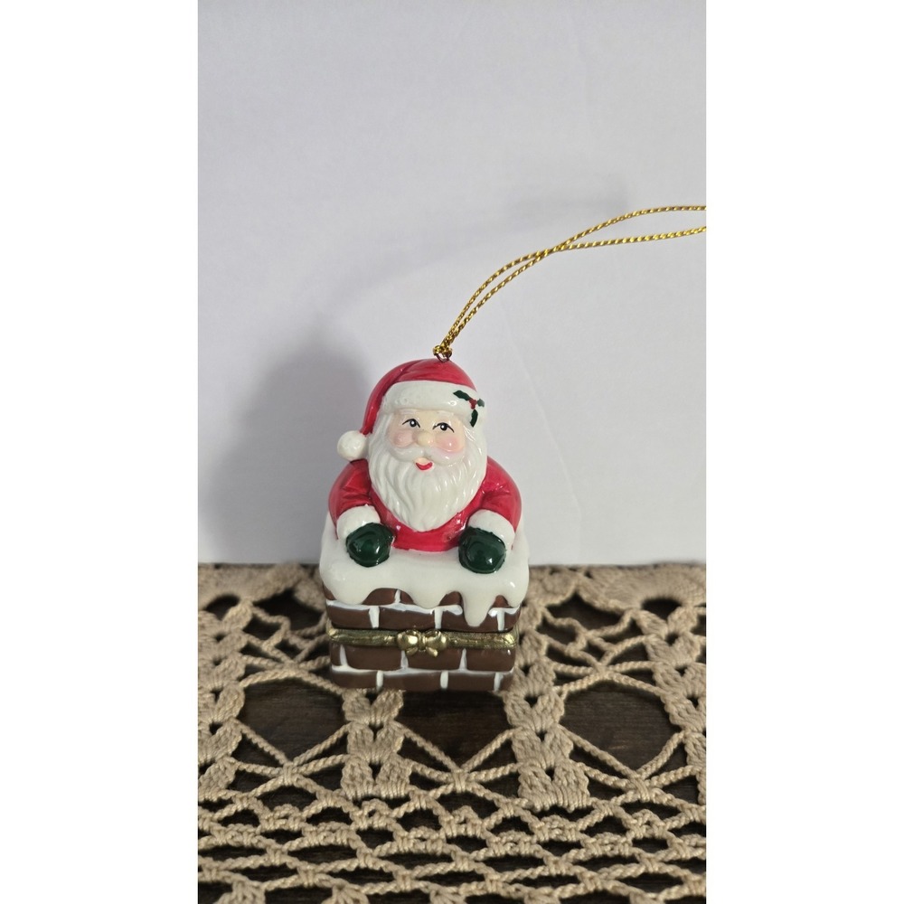 Hinged Santa Claus Chimney Ring Trinket Clasp Box Holder Special Christmas Gift